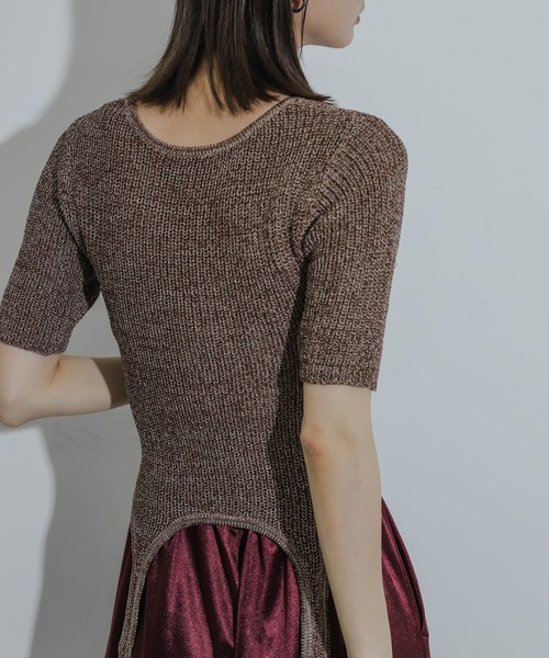 SENSE OF PLACE by URBAN RESEARCH（センスオブプレイスバイアーバンリサーチ）の「ガーターデザインセーター(5分袖)（ニット/セーター・レディース・ベージュ/ブラック/ブラウン・ONE）」の8枚目の写真