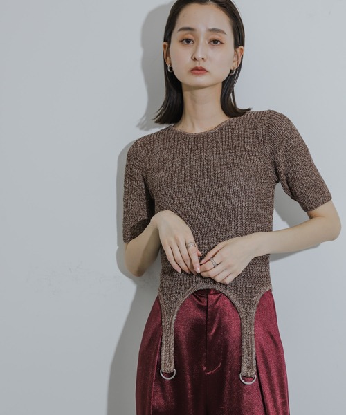 SENSE OF PLACE by URBAN RESEARCH（センスオブプレイスバイアーバンリサーチ）の「ガーターデザインセーター(5分袖)（ニット/セーター・レディース・ベージュ/ブラック/ブラウン・ONE）」の9枚目の写真