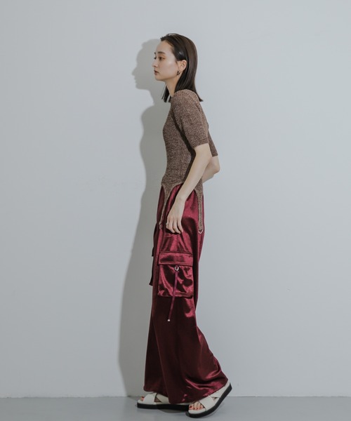 SENSE OF PLACE by URBAN RESEARCH（センスオブプレイスバイアーバンリサーチ）の「ガーターデザインセーター(5分袖)（ニット/セーター・レディース・ベージュ/ブラック/ブラウン・ONE）」の12枚目の写真