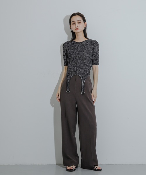 SENSE OF PLACE by URBAN RESEARCH（センスオブプレイスバイアーバンリサーチ）の「ガーターデザインセーター(5分袖)（ニット/セーター・レディース・ベージュ/ブラック/ブラウン・ONE）」の14枚目の写真