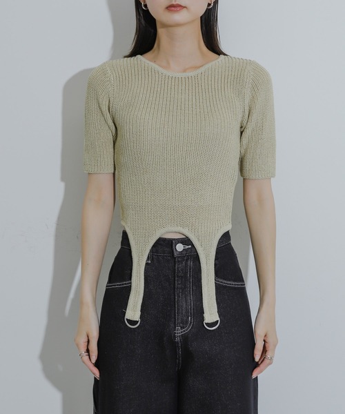 SENSE OF PLACE by URBAN RESEARCH（センスオブプレイスバイアーバンリサーチ）の「ガーターデザインセーター(5分袖)（ニット/セーター・レディース・ベージュ/ブラック/ブラウン・ONE）」の16枚目の写真