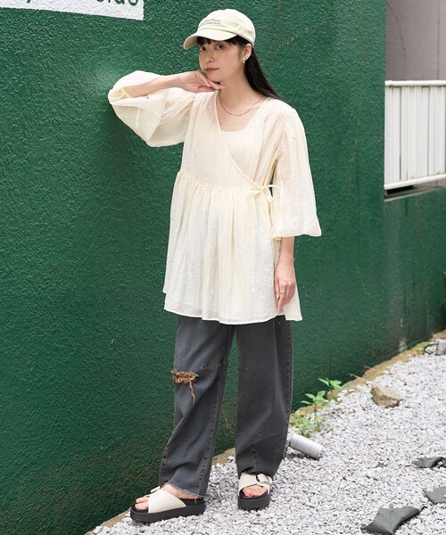 【春菊】アンドワンダー　クールマックス チュニック シャツワンピース osharewalker シャツワンピース レディース 春夏 チュニック