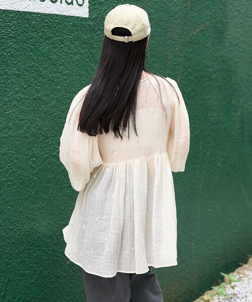 FREAK'S STORE（フリークスストア）の「ワッシャーハート刺繍 カシュクールチュニック / ミニワンピース（ワンピース・レディース・ピンク/ブラック/オフホワイト・ﾌﾘ-）」の9枚目の写真