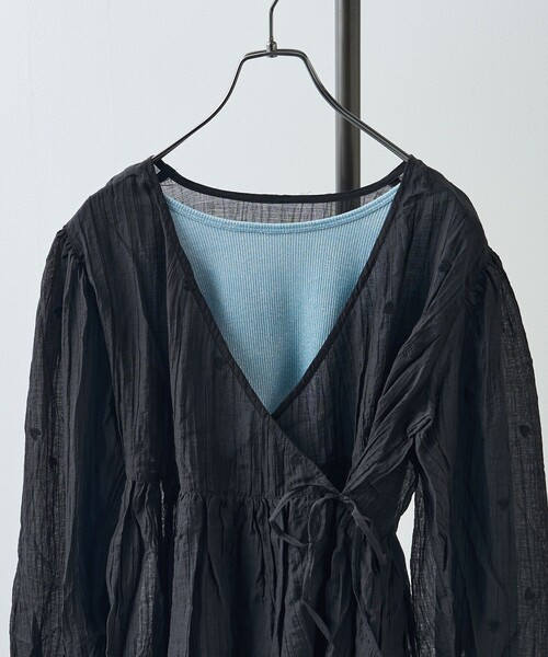 FREAK'S STORE（フリークスストア）の「ワッシャーハート刺繍 カシュクールチュニック / ミニワンピース（ワンピース・レディース・ピンク/ブラック/オフホワイト・ﾌﾘ-）」の19枚目の写真