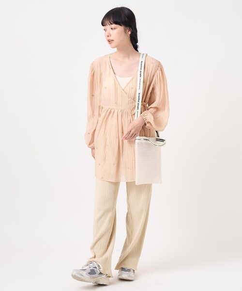 FREAK'S STORE（フリークスストア）の「ワッシャーハート刺繍 カシュクールチュニック / ミニワンピース（ワンピース・レディース・ピンク/ブラック/オフホワイト・ﾌﾘ-）」の21枚目の写真