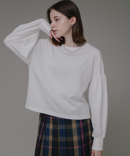 URBAN RESEARCH Sonny Label(アーバンリサーチサニーレーベル)の「『WEB限定』USAコットン袖ボリュームロングTシャツ(Tシャツ/カットソー・レディース・オフホワイト/ブラック/グレー系その他/ブルー系その他・FREE)」の7枚目の写真