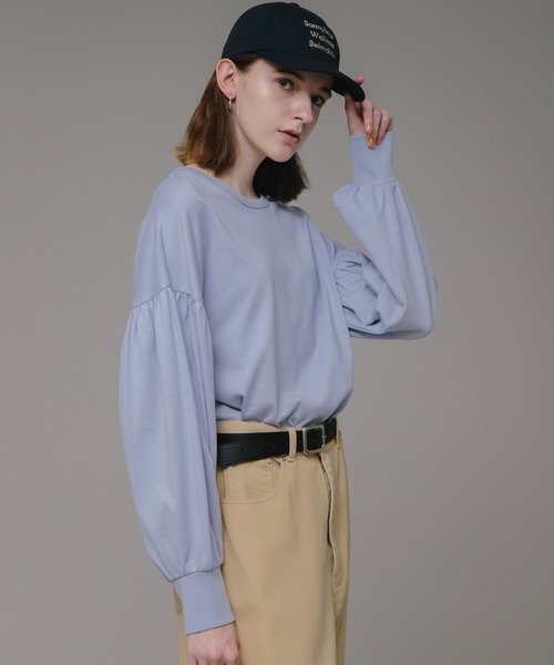 URBAN RESEARCH Sonny Label(アーバンリサーチサニーレーベル)の「『WEB限定』USAコットン袖ボリュームロングTシャツ(Tシャツ/カットソー・レディース・オフホワイト/ブラック/グレー系その他/ブルー系その他・FREE)」の1枚目の写真