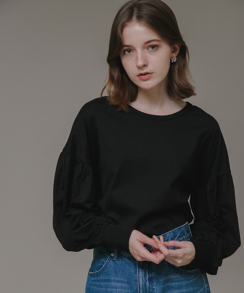 URBAN RESEARCH Sonny Label(アーバンリサーチサニーレーベル)の「『WEB限定』USAコットン袖ボリュームロングTシャツ(Tシャツ/カットソー・レディース・オフホワイト/ブラック/グレー系その他/ブルー系その他・FREE)」の3枚目の写真