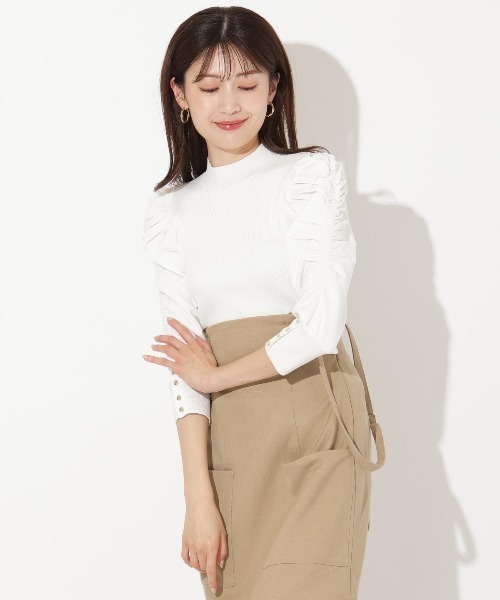 【セール】袖ギャザーボウタイ付きニットプルオーバー（ニット/セーター）｜And Couture（アンドクチュール） pattayablatt.com