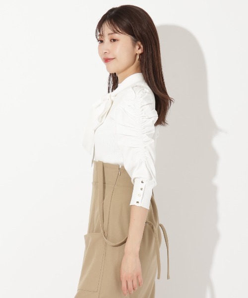 【セール】袖ギャザーボウタイ付きニットプルオーバー（ニット/セーター）｜And Couture（アンドクチュール） pattayablatt.com