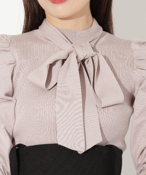 【セール】袖ギャザーボウタイ付きニットプルオーバー（ニット/セーター）｜And Couture（アンドクチュール） pattayablatt.com