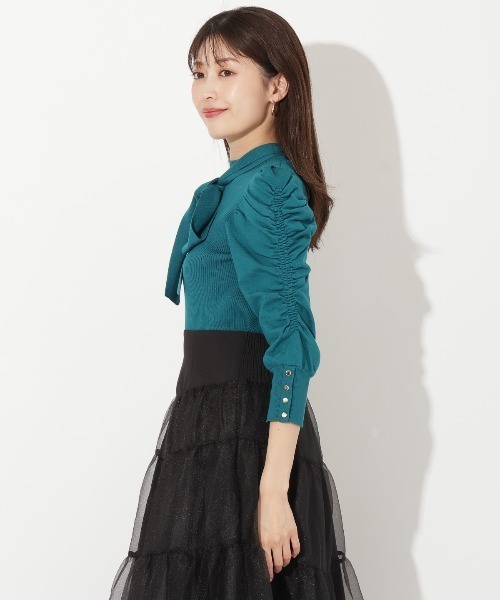 【セール】袖ギャザーボウタイ付きニットプルオーバー（ニット/セーター）｜And Couture（アンドクチュール） pattayablatt.com