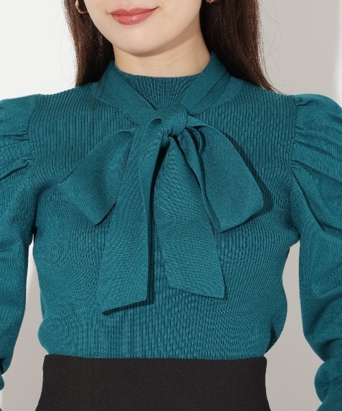 【セール】袖ギャザーボウタイ付きニットプルオーバー（ニット/セーター）｜And Couture（アンドクチュール） pattayablatt.com