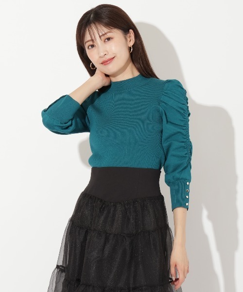 【セール】袖ギャザーボウタイ付きニットプルオーバー（ニット/セーター）｜And Couture（アンドクチュール） pattayablatt.com