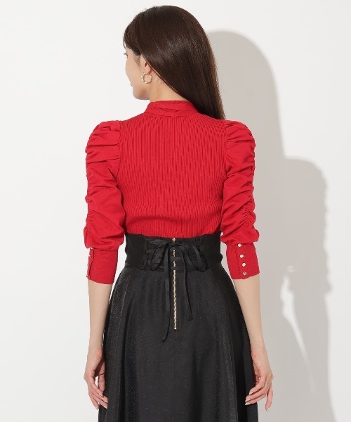 【セール】袖ギャザーボウタイ付きニットプルオーバー（ニット/セーター）｜And Couture（アンドクチュール） pattayablatt.com