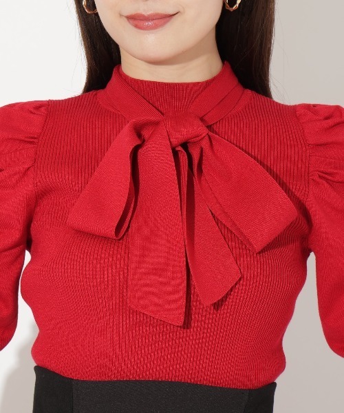 【セール】袖ギャザーボウタイ付きニットプルオーバー（ニット/セーター）｜And Couture（アンドクチュール） pattayablatt.com