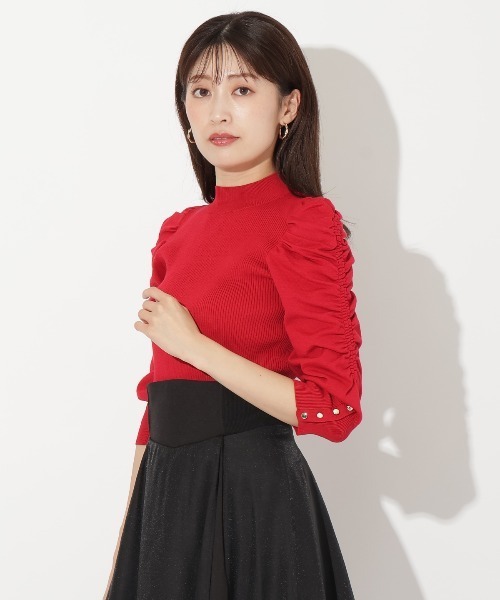 【セール】袖ギャザーボウタイ付きニットプルオーバー（ニット/セーター）｜And Couture（アンドクチュール） pattayablatt.com