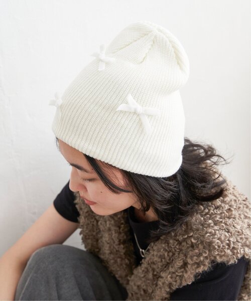 セール】ベロアリボンニット帽（ニットキャップ/ビーニー