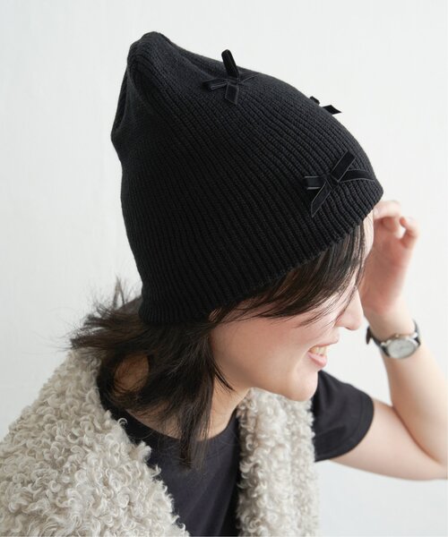 セール】ベロアリボンニット帽（ニットキャップ/ビーニー