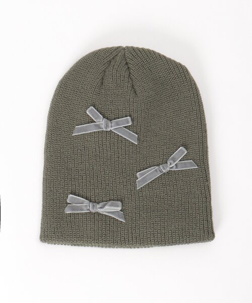 セール】ベロアリボンニット帽（ニットキャップ/ビーニー