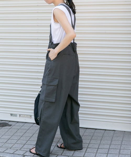 FORK&SPOON（フォークアンドスプーン）の「FORK&SPOON　サスペンダーカーゴパンツ（カーゴパンツ・レディース・カーキ/チャコールグレー・1/2）」の10枚目の写真