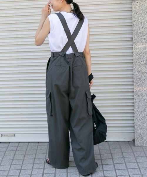 FORK&SPOON（フォークアンドスプーン）の「FORK&SPOON　サスペンダーカーゴパンツ（カーゴパンツ・レディース・カーキ/チャコールグレー・1/2）」の12枚目の写真