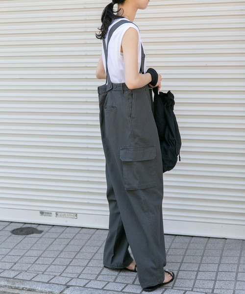 FORK&SPOON（フォークアンドスプーン）の「FORK&SPOON　サスペンダーカーゴパンツ（カーゴパンツ・レディース・カーキ/チャコールグレー・1/2）」の15枚目の写真