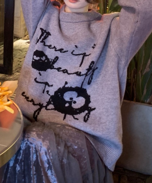 セール】面白い落書きニット（ニット/セーター）｜Achic（アシック）の