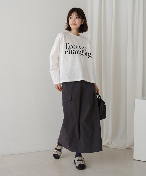 Bou Jeloud（ブージュルード）の「シルケットデザインロゴＴシャツ（Tシャツ/カットソー・レディース・カーキ/ブラック/オフホワイト・38）」の5枚目の写真