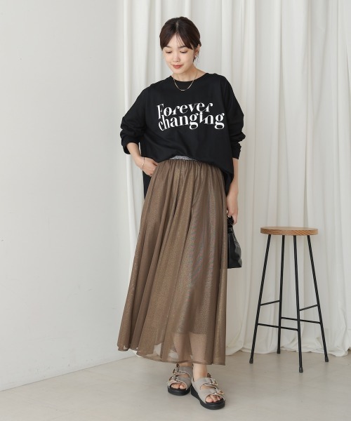 Bou Jeloud（ブージュルード）の「シルケットデザインロゴＴシャツ（Tシャツ/カットソー・レディース・カーキ/ブラック/オフホワイト・38）」の11枚目の写真