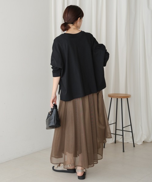 Bou Jeloud（ブージュルード）の「シルケットデザインロゴＴシャツ（Tシャツ/カットソー・レディース・カーキ/ブラック/オフホワイト・38）」の16枚目の写真