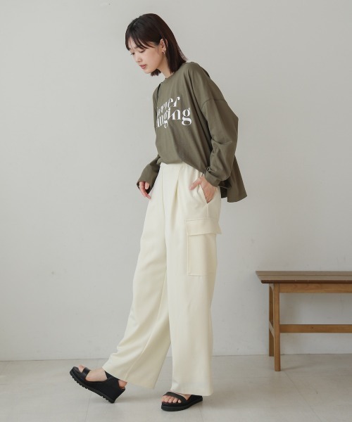 Bou Jeloud（ブージュルード）の「シルケットデザインロゴＴシャツ（Tシャツ/カットソー・レディース・カーキ/ブラック/オフホワイト・38）」の21枚目の写真