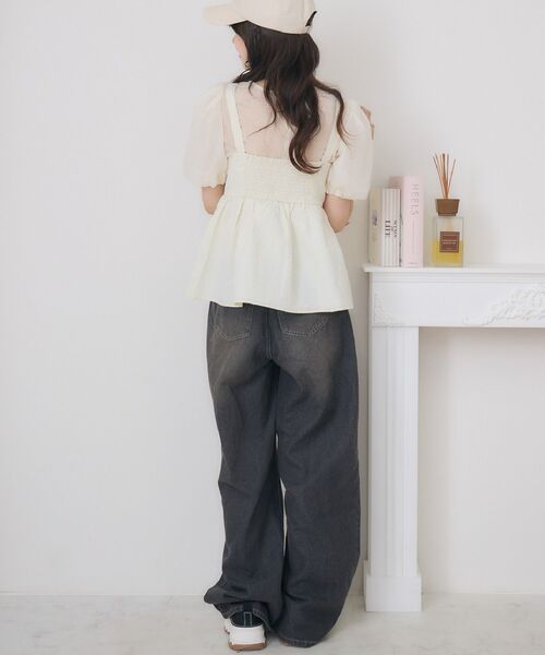 ems excite（エムズエキサイト）の「フロントリボンビスチェSET（シャツ/ブラウス・レディース・ピンク/ブラック/ナチュラル・FREE）」の7枚目の写真