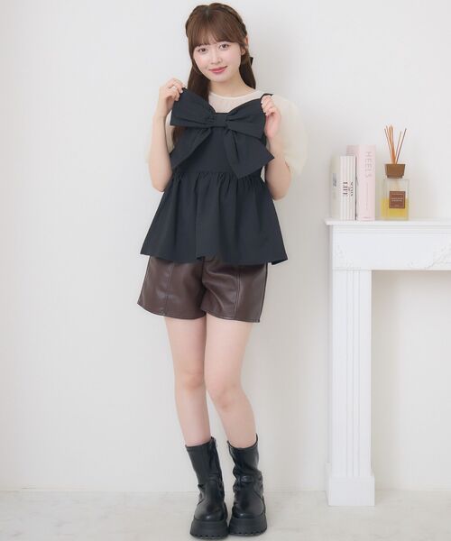 ems excite（エムズエキサイト）の「フロントリボンビスチェSET（シャツ/ブラウス・レディース・ピンク/ブラック/ナチュラル・FREE）」の12枚目の写真