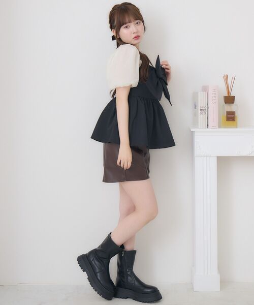 ems excite（エムズエキサイト）の「フロントリボンビスチェSET（シャツ/ブラウス・レディース・ピンク/ブラック/ナチュラル・FREE）」の13枚目の写真