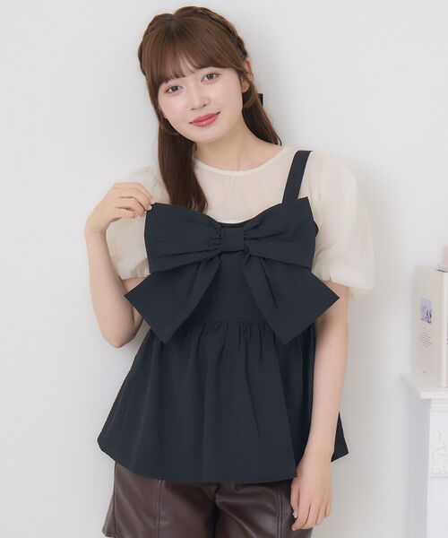 ems excite（エムズエキサイト）の「フロントリボンビスチェSET（シャツ/ブラウス・レディース・ピンク/ブラック/ナチュラル・FREE）」の16枚目の写真