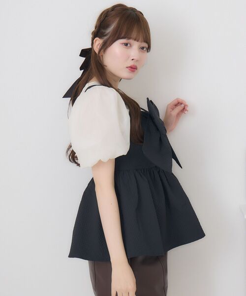 ems excite（エムズエキサイト）の「フロントリボンビスチェSET（シャツ/ブラウス・レディース・ピンク/ブラック/ナチュラル・FREE）」の17枚目の写真