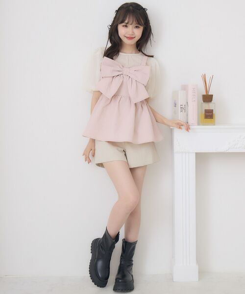 ems excite（エムズエキサイト）の「フロントリボンビスチェSET（シャツ/ブラウス・レディース・ピンク/ブラック/ナチュラル・FREE）」の20枚目の写真