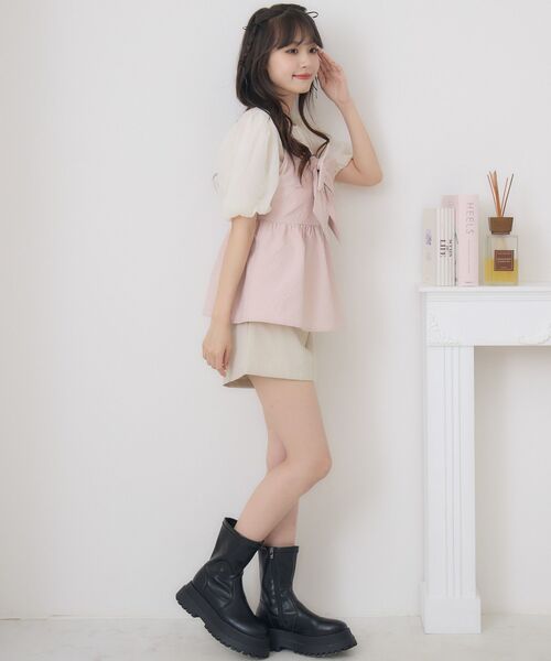 ems excite（エムズエキサイト）の「フロントリボンビスチェSET（シャツ/ブラウス・レディース・ピンク/ブラック/ナチュラル・FREE）」の21枚目の写真