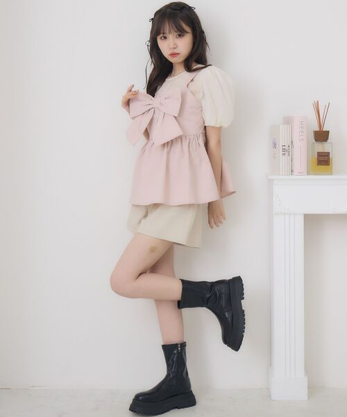 ems excite（エムズエキサイト）の「フロントリボンビスチェSET（シャツ/ブラウス・レディース・ピンク/ブラック/ナチュラル・FREE）」の22枚目の写真