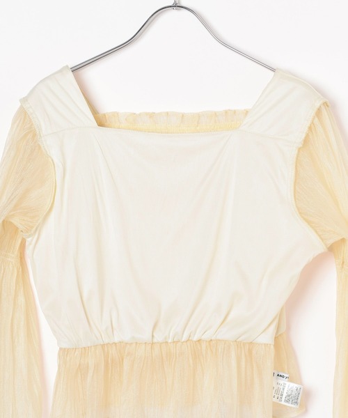 GLOBAL WORK（グローバルワーク）の「シアースクエアブラウス/AND YUA ANY/132130（シャツ/ブラウス・キッズ・アイボリー/ブラック・150cm/160cm）」の5枚目の写真