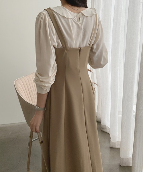 ECLIN(エクラン)の「タックAラインノースーリブフレアワンピース(ワンピース・レディース・ベージュ/ブラック・S/M/L/XL)」の20枚目の写真
