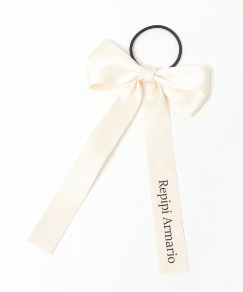 repipi armario（レピピ アルマリオ）の「マットサテンWリボンポニー（ヘアゴム・キッズ・アイボリー/ブラック/ベージュ/グレー・FREE）」の2枚目の写真