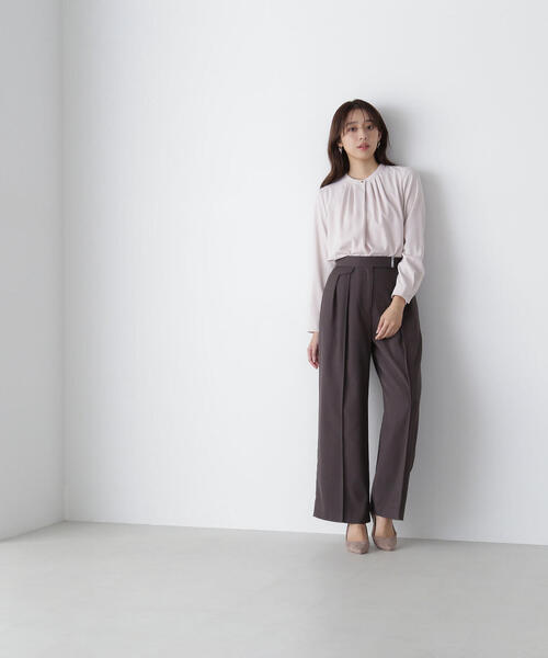 NATURAL BEAUTY BASIC（ナチュラルビューティーベーシック）の「◇フロントタックブラウス（シャツ/ブラウス・レディース・ベージュ/オフホワイト/ダークブラウン・SMALL/MEDIUM）」の14枚目の写真