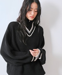 JUNRED | ハーフジップレイヤードニット(ニット/セーター)