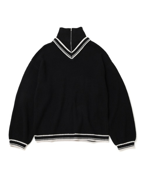 JUNRED（ジュンレッド）の「ハーフジップレイヤードニット（ニット/セーター・メンズ・グリーン/ブラック・L/M/S）」の11枚目の写真