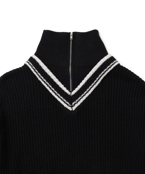 JUNRED（ジュンレッド）の「ハーフジップレイヤードニット（ニット/セーター・メンズ・グリーン/ブラック・L/M/S）」の13枚目の写真