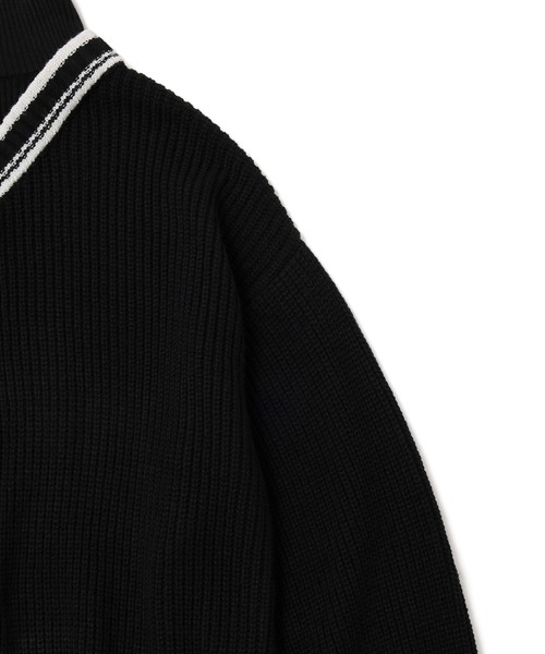 JUNRED（ジュンレッド）の「ハーフジップレイヤードニット（ニット/セーター・メンズ・グリーン/ブラック・L/M/S）」の14枚目の写真