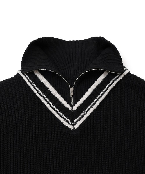 JUNRED（ジュンレッド）の「ハーフジップレイヤードニット（ニット/セーター・メンズ・グリーン/ブラック・L/M/S）」の16枚目の写真