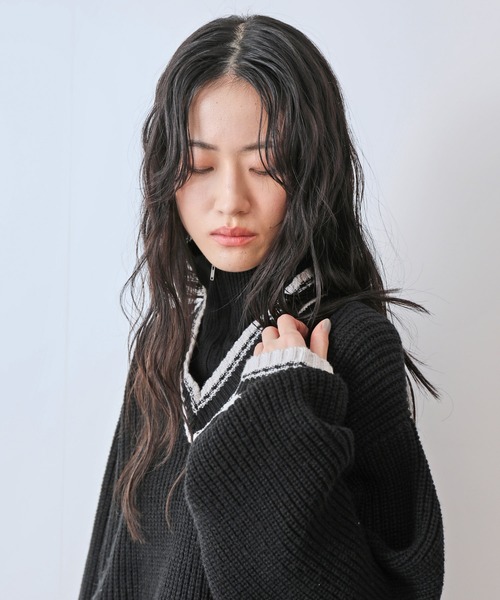 JUNRED（ジュンレッド）の「ハーフジップレイヤードニット（ニット/セーター・メンズ・グリーン/ブラック・L/M/S）」の22枚目の写真